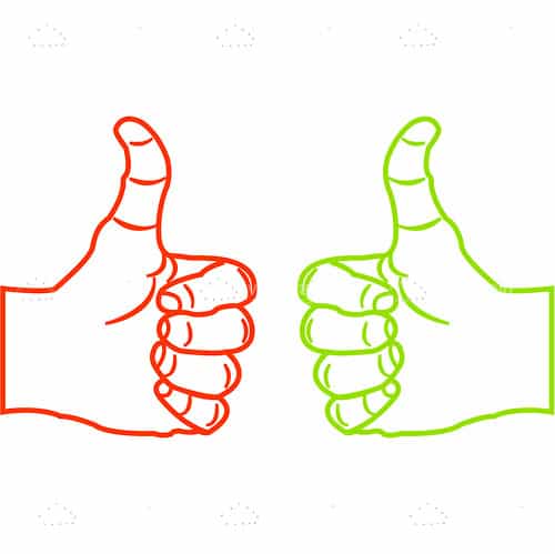 Sketched Green and Red Thumbs Up